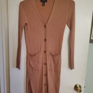 Forever 21 Tan Ribbed Knit Cardigan